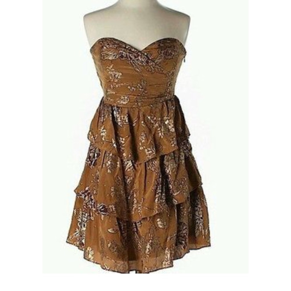 Anthropologie Gold Tiered Dress